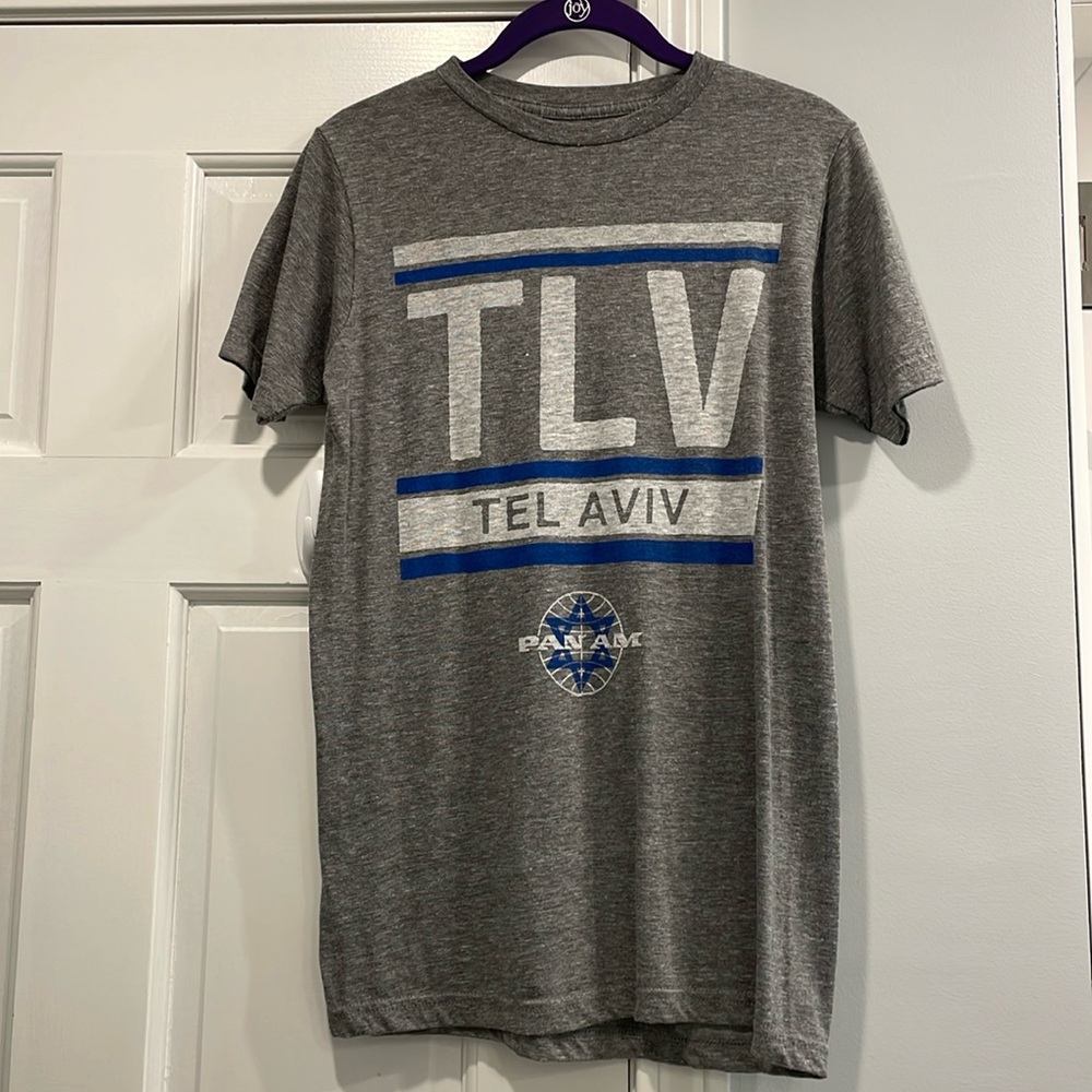Palmer Cash Vintage Gray Pan Am Tel Aviv Graphic Short Sleeve T-Shirt